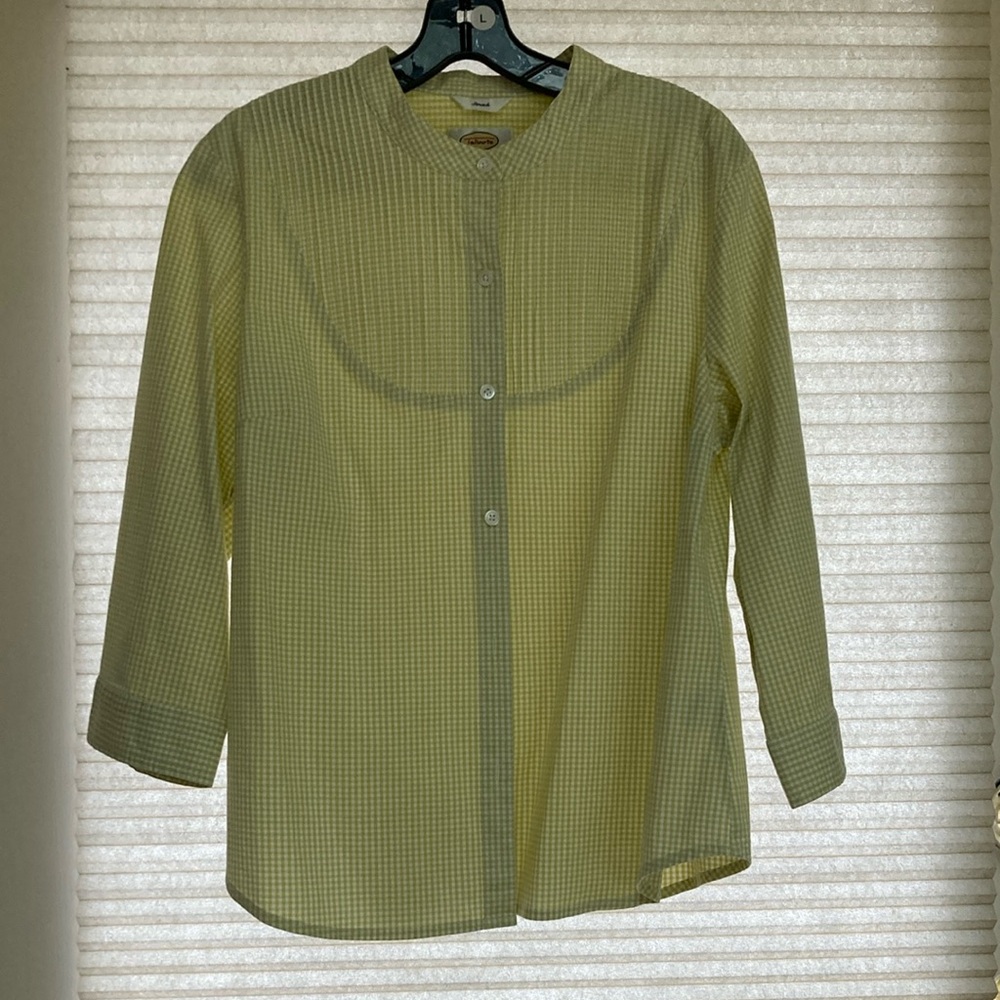 Talbots banded collar blouse